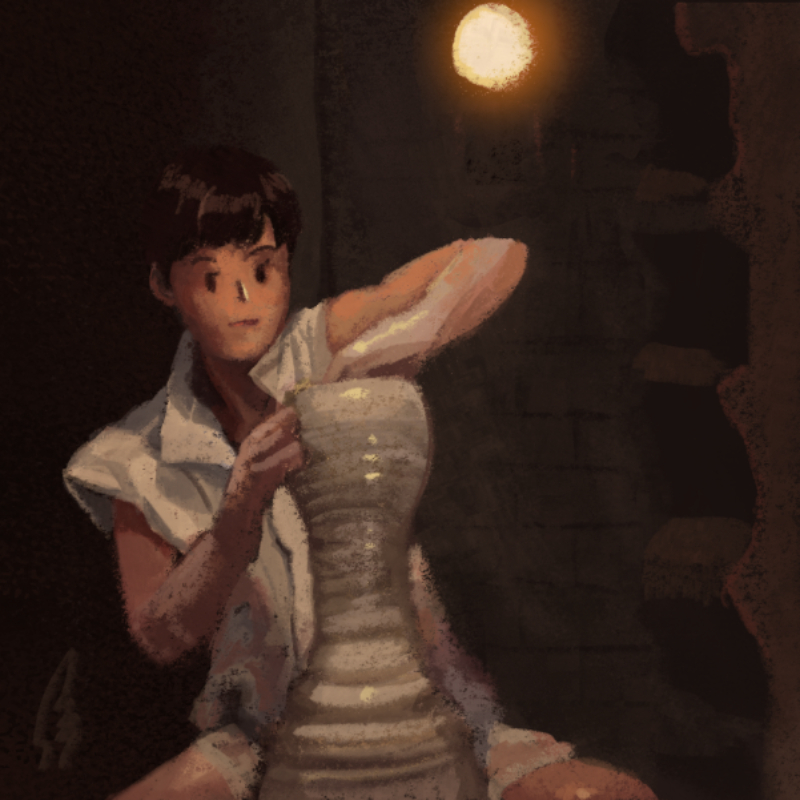 A stylised study of the pottery scene in the movie Ghost.