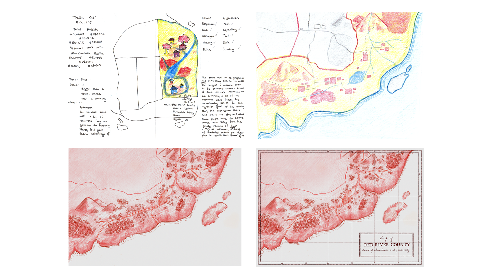 Progress illustrations for the map of Red River County.